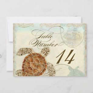 Table Number Sea Turtle Ocean Beach Wedding Art