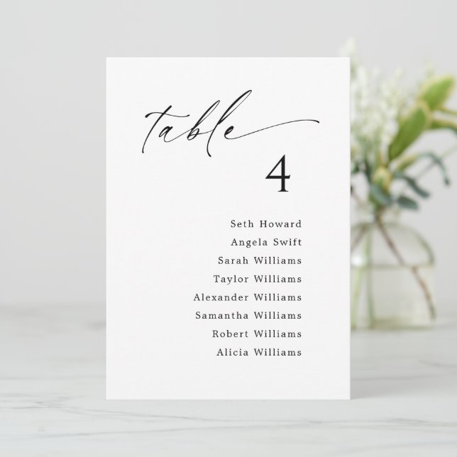 Table Number Seating Chart Hanging Card (Standing Front)