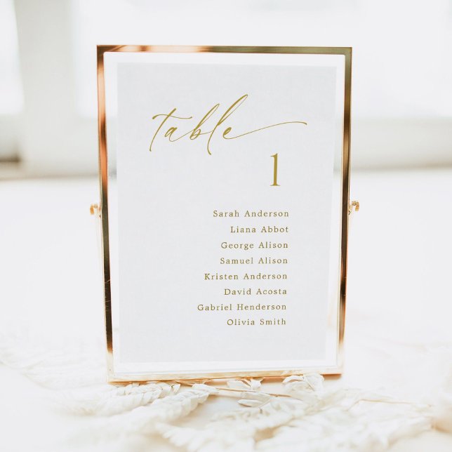 Table Number Seating Chart Hanging Card (Elegant Modern Script Table Number Individual Seating Chart)