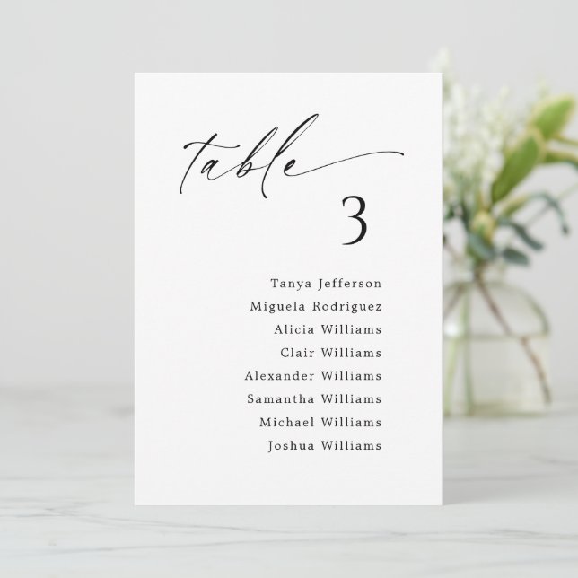 Table Number Seating Chart Hanging Card (Standing Front)