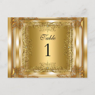 Table Number Seating Place Cards Gold