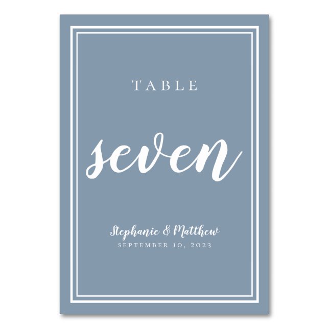 Table Number Seven | Dusty Blue Wedding Reception (Front)
