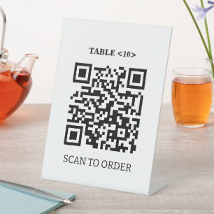 Table Number Sign, QR Code Scan to Order Pedestal Sign
