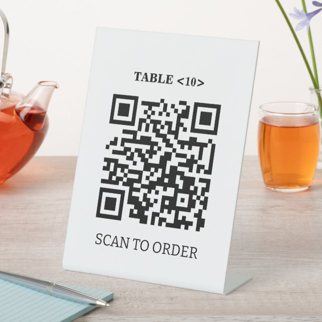 Table Number Sign, QR Code Scan to Order Pedestal Sign (In SItu)