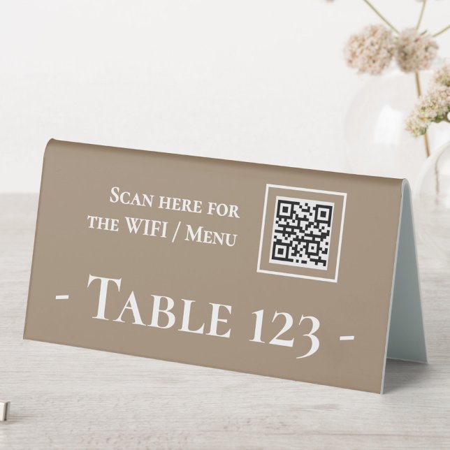Table number sign with QR code beige (Creator Uploaded)
