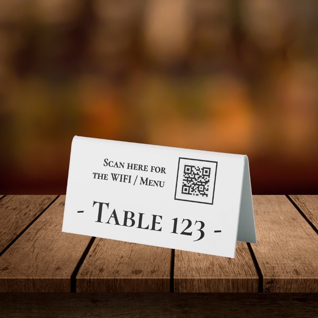 Table number sign with QR code white bar (Creator Uploaded)