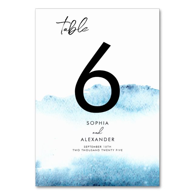 Table number signs for a Modern Wedding.  (Front)