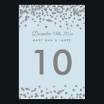 Table Number Silver Faux Glitter Confetti Ice Blue<br><div class="desc">Elegant wedding "Table Number" design with Silver Faux Glitter Confetti Ice Blue and custom table number text.</div>