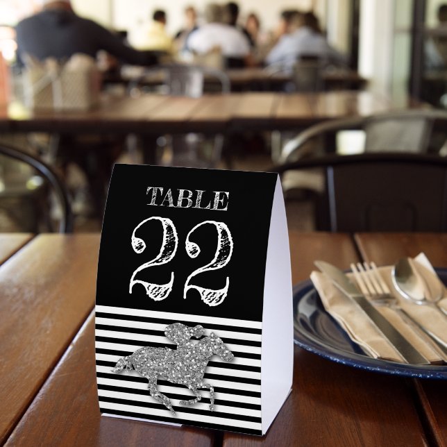 Table Number Silver Racehorse Black White Stripes (Insitu(Restaurant))
