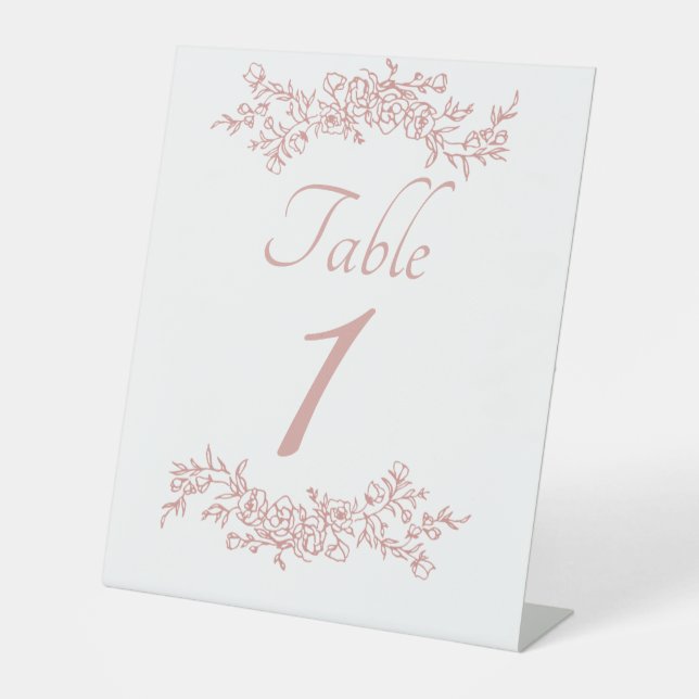 Table Number Simple Minimalist  Pedestal Sign (Front)