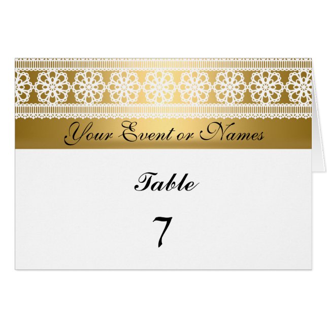 Table Number Sitting Party Card Gold White (Front Horizontal)