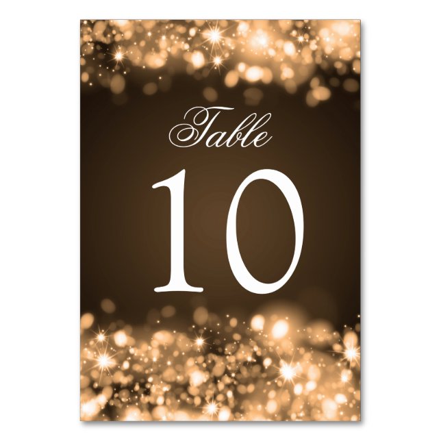 Table Number Sparkling Lights Gold (Front)