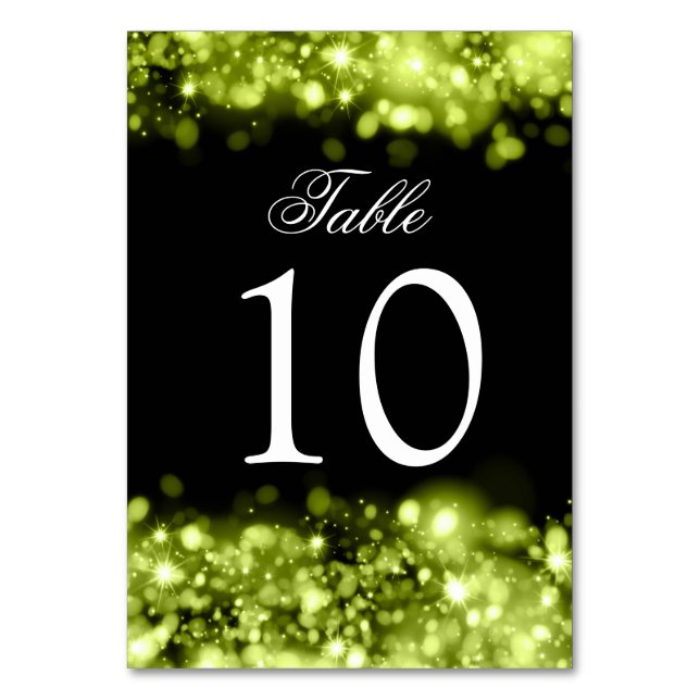 Table Number Sparkling Lights Lime Black (Front)