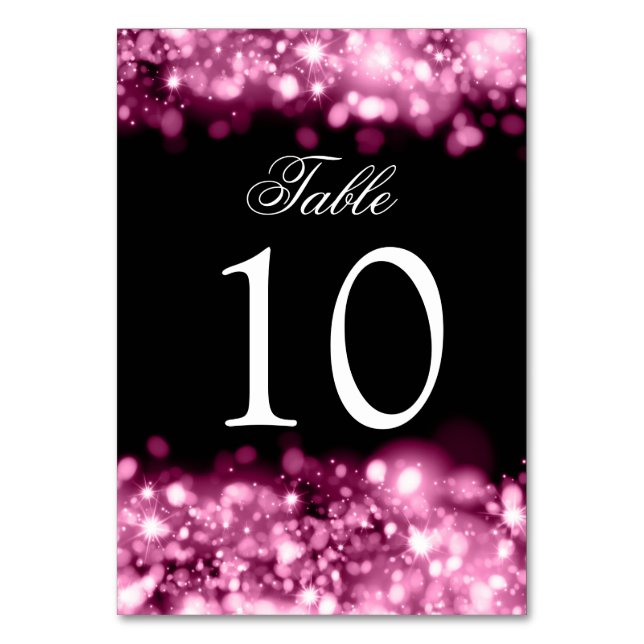 Table Number Sparkling Lights Pink (Front)
