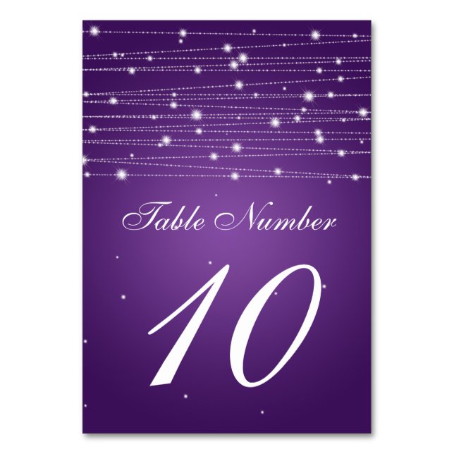 Table Number Sparkling Lines Purple (Front)