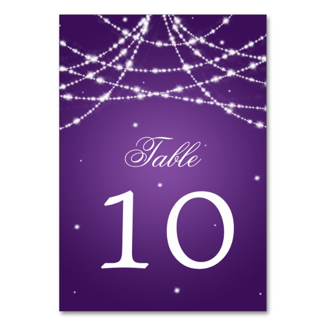 Table Number Sparkling String Purple (Front)