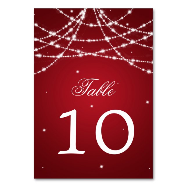 Table Number Sparkling String Red (Front)