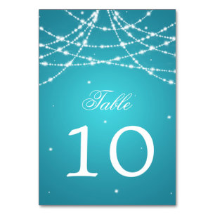 Table Number Sparkling String Turquoise