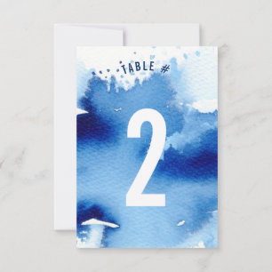 TABLE NUMBER stylish watercolor cool dark blue