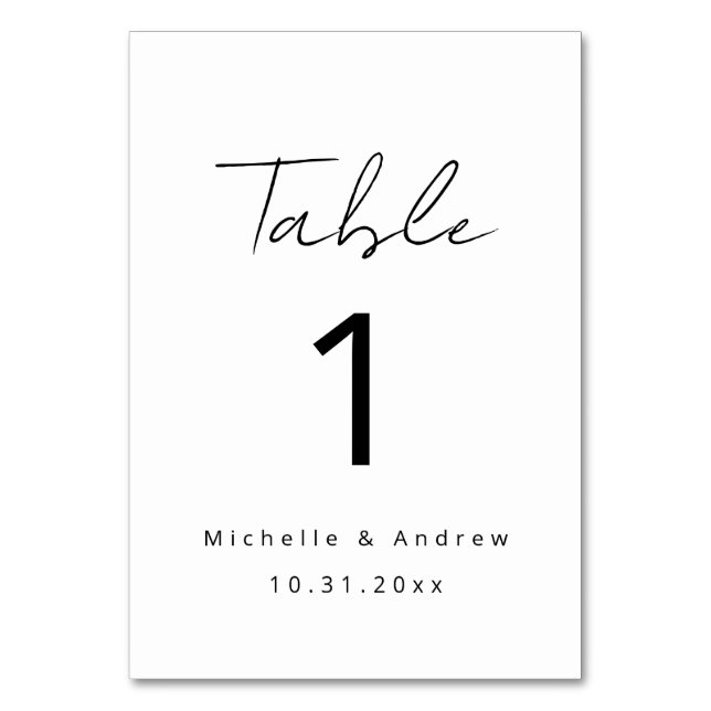 Table Number Table Card (Front)