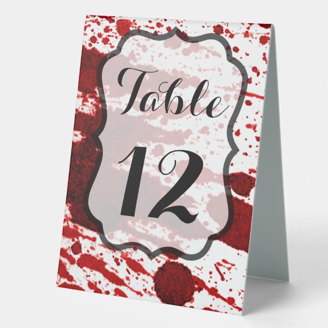 Table Number Tent Card Blood Splatter Vampire Goth (Front)