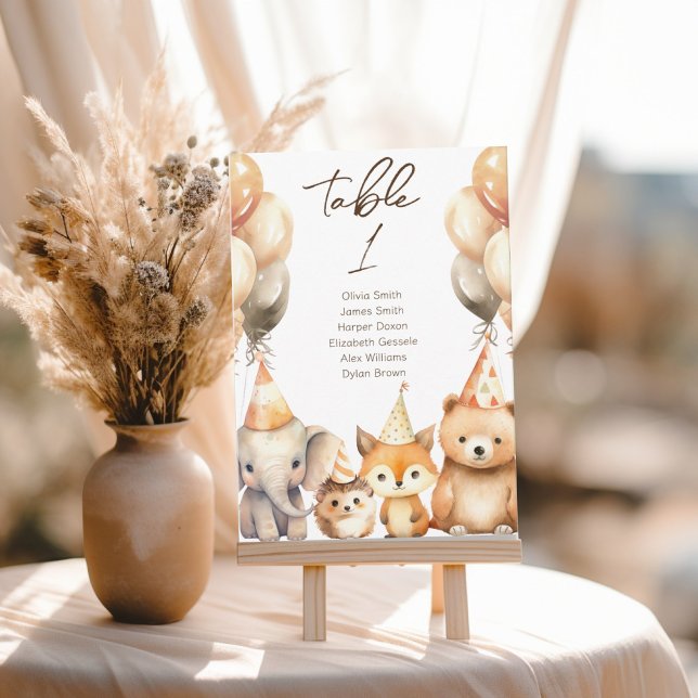 Table number Watercolor Animals baby shower  (Creator Uploaded)