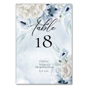 TABLE NUMBER Watercolor Blue Poppies