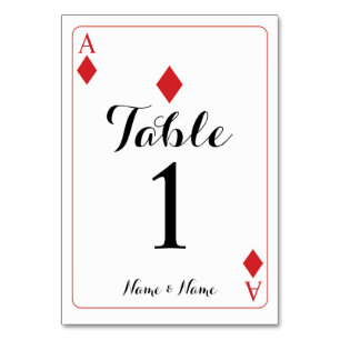 Table Number Wedding Ace of Diamonds Playing Cards