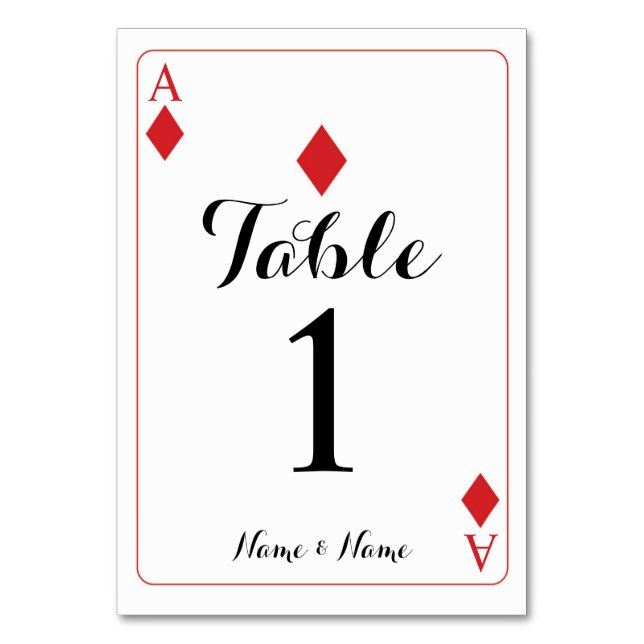 Table Number Wedding Ace of Diamonds Playing Cards (Front)