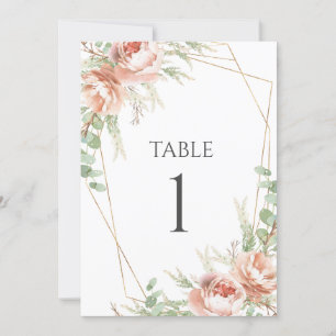  Table Number  Wedding Blush Roses