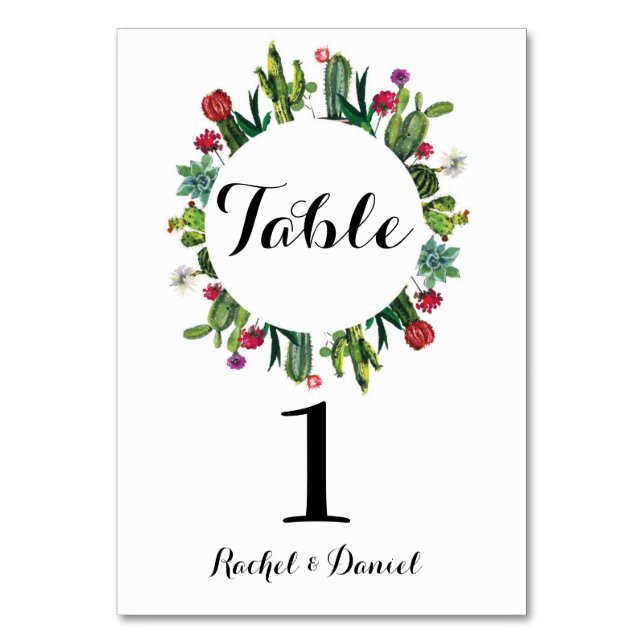 Table Number Wedding Cactus Wreath Fiesta Mexican (Front)