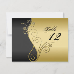 Table Number Wedding Card - Classy Black & Gold