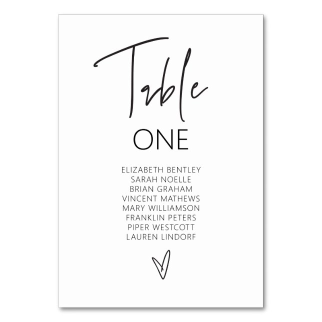 Table Number Wedding Guest Seating Card G400  (Front)