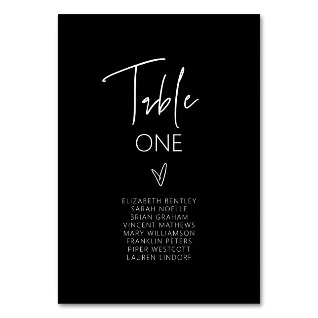 Table Number Wedding Guest Seating Card G400  (Front)