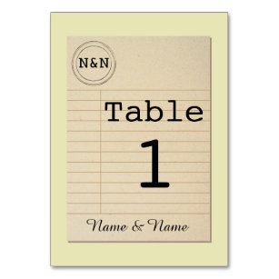 Table Number Wedding Notebook Library Author