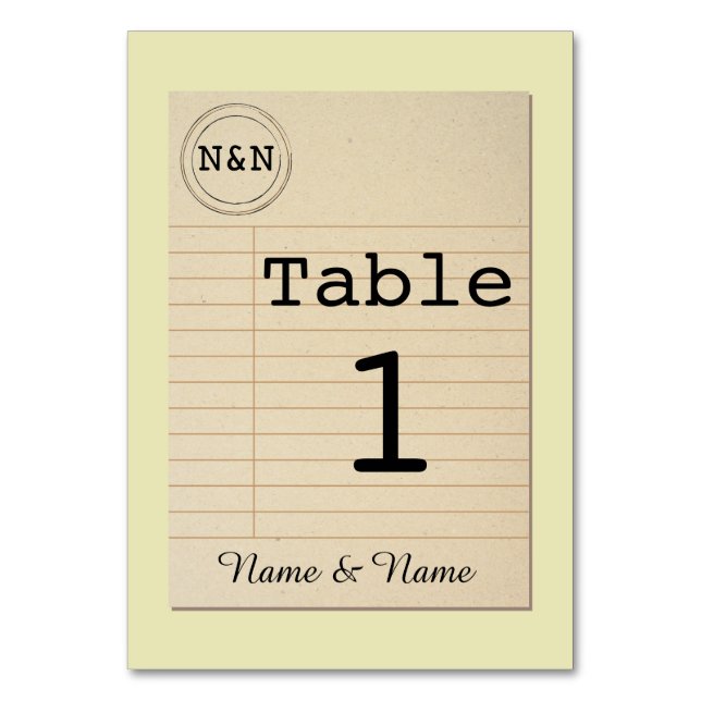 Table Number Wedding Notebook Library Author (Front)
