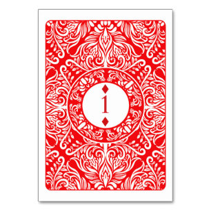 Table Number Wedding Playing Cards Ace of Diamonds