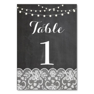 Table Number Wedding Rustic Chalkboard Lights Lace