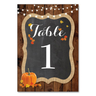 Table Number Wedding Rustic Wood Fall Pumpkin