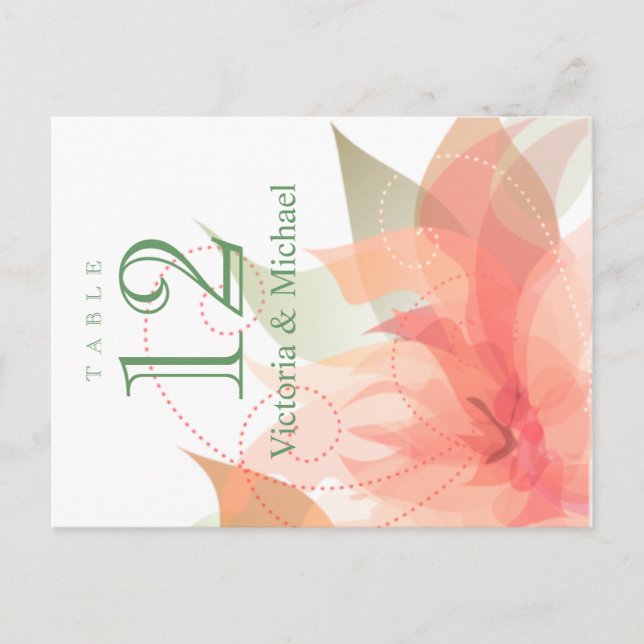 Table Numbers - Abstract Floral - Orange Ice Postcard (Front)