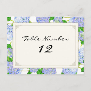 Table Numbers Blue Hydrangea Lace Floral Formal Postcard