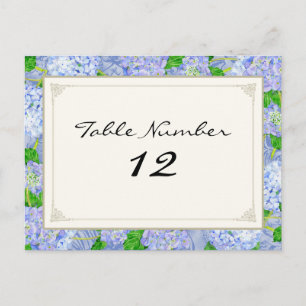 Table Numbers Blue Hydrangea Lace Floral Formal Postcard