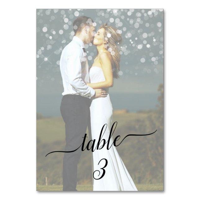 Table Numbers Bokeh Fab Faded Couple Wedding Photo (Front)