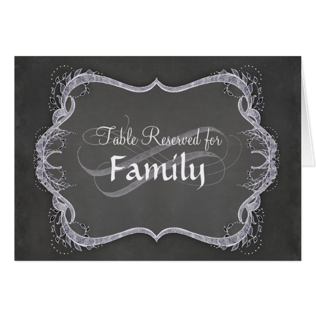 Table Numbers - Chalkboard Typographic Leaf Swirl (Front Horizontal)