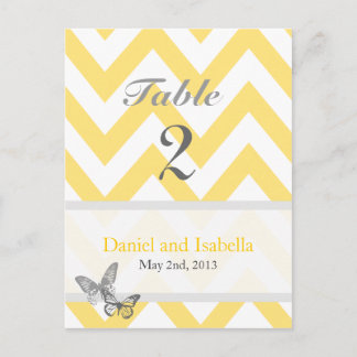 Table Numbers Custom Chevron yellow grey Postcard