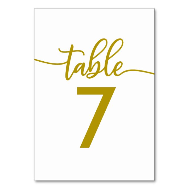 Table Numbers | Elegant Gold Script Wedding (Front)