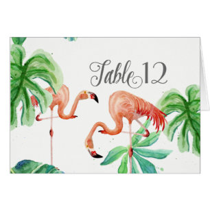 Table Numbers Flamingo Leaf Tropical Beach Art