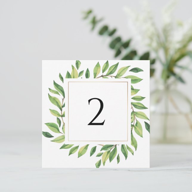 Table numbers greenery border (Standing Front)