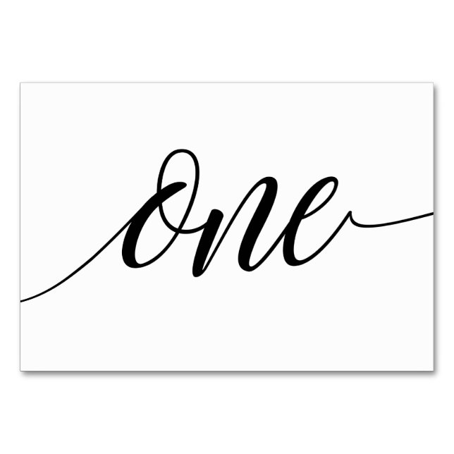 Table Numbers - Luxe Typography (Black) 1 (Front)