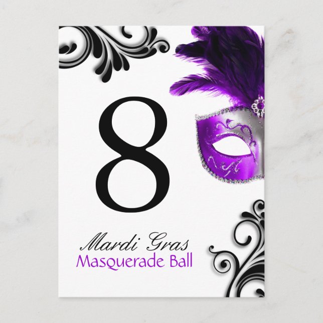 Table Numbers - Masquerade Ball Postcard (Front)